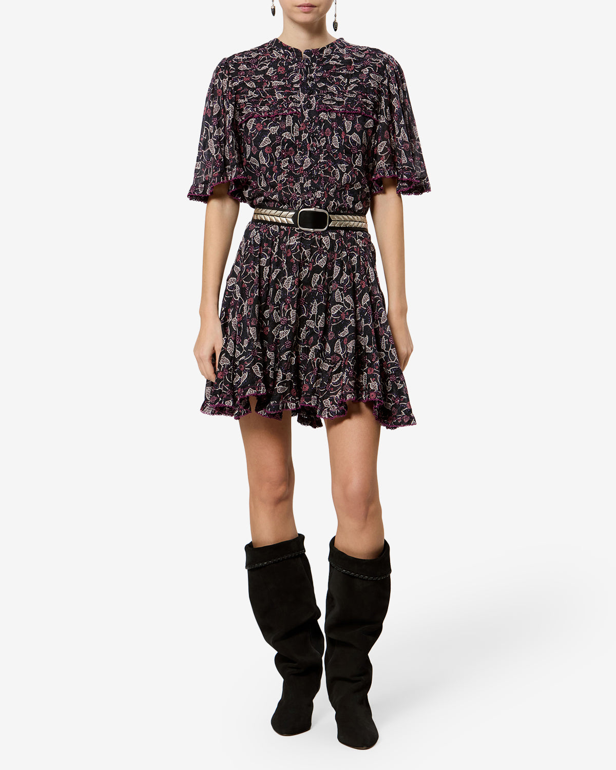 Isabel Marant Daynia robe noir framboise voile coton