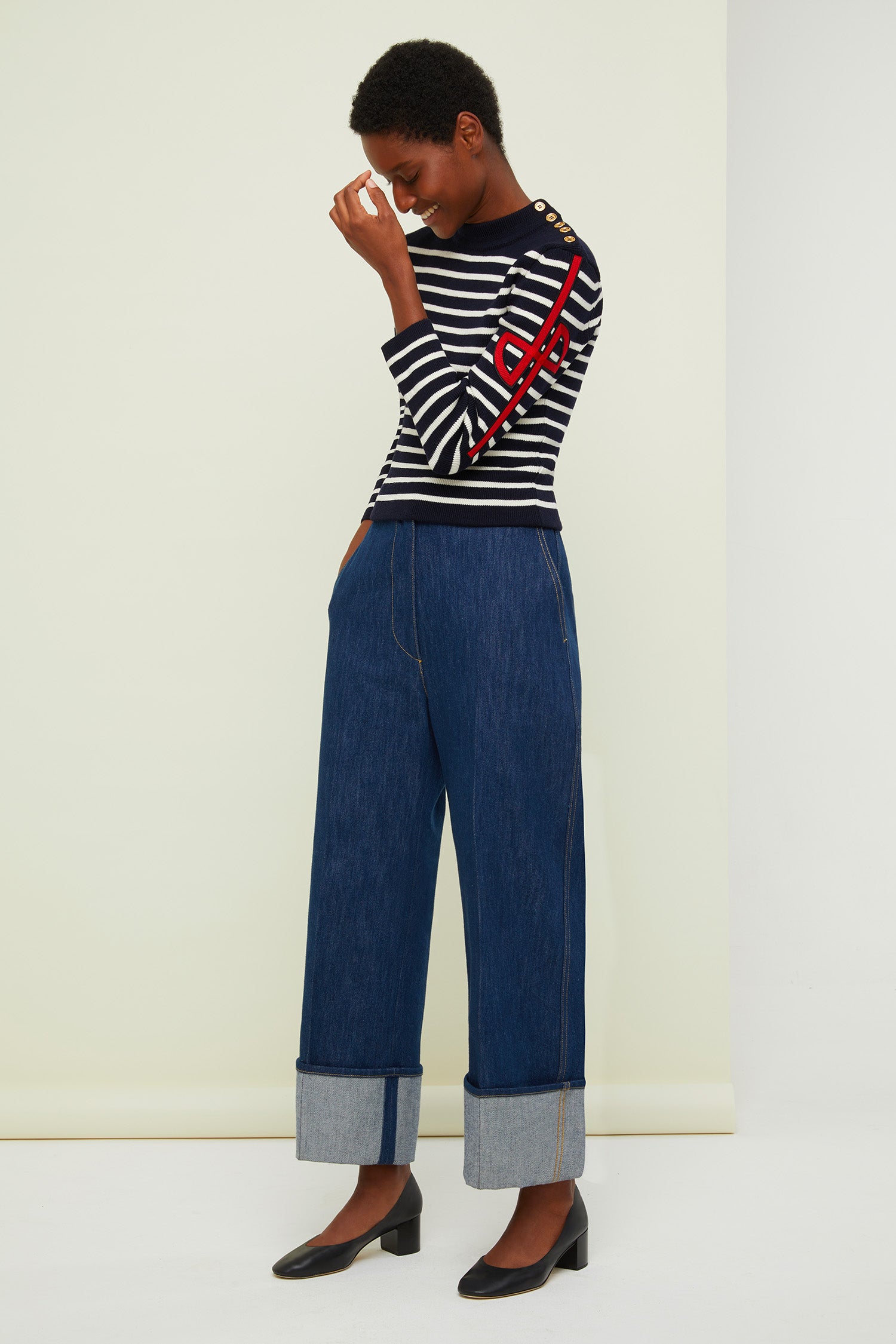 Patou H20KN0038001603N pull marinière laine marine XS-XL