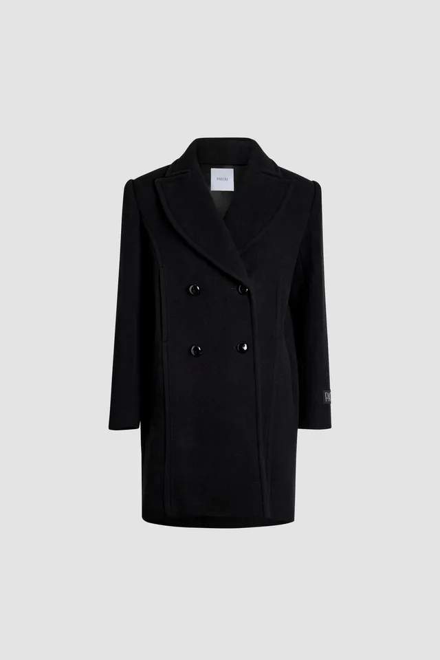 Patou CO025 manteau laine noir croisé 34-44