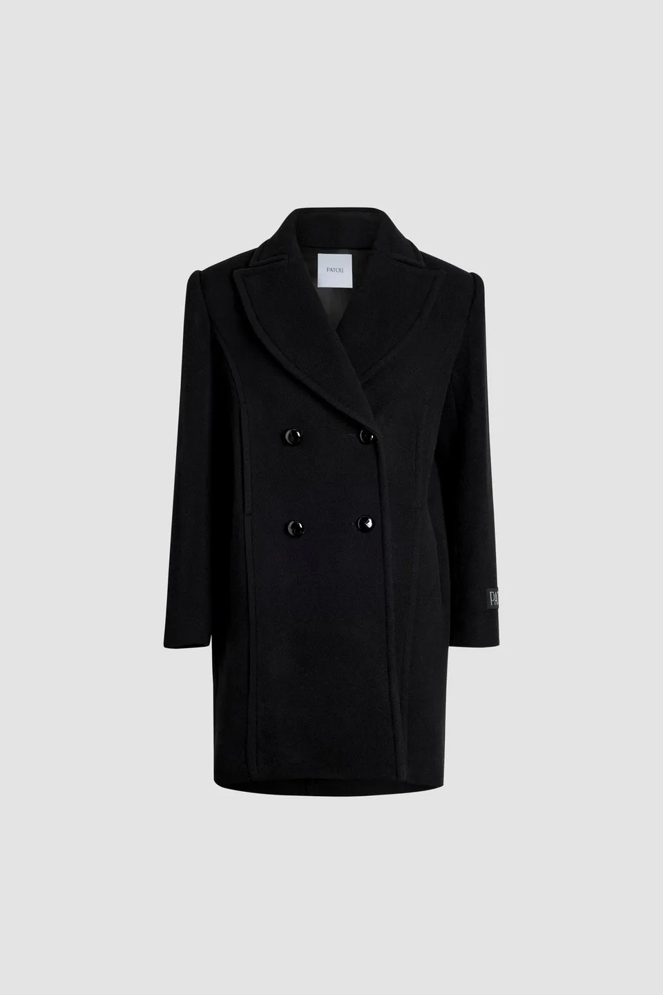 Patou CO025 manteau laine noir croisé 34-44