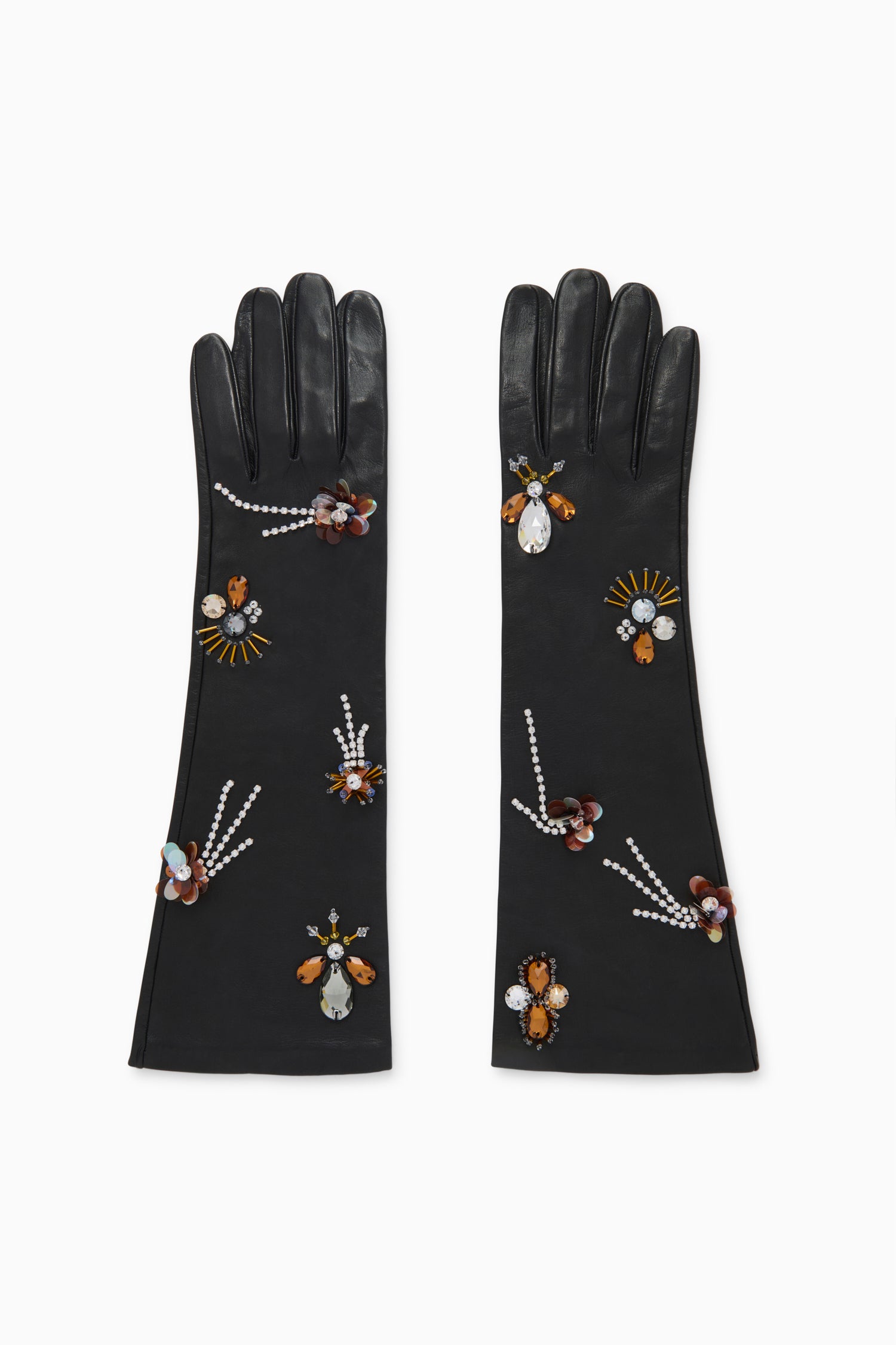 Ulla Johnson Laetitia Gants Cuir Noir Brodé S M L