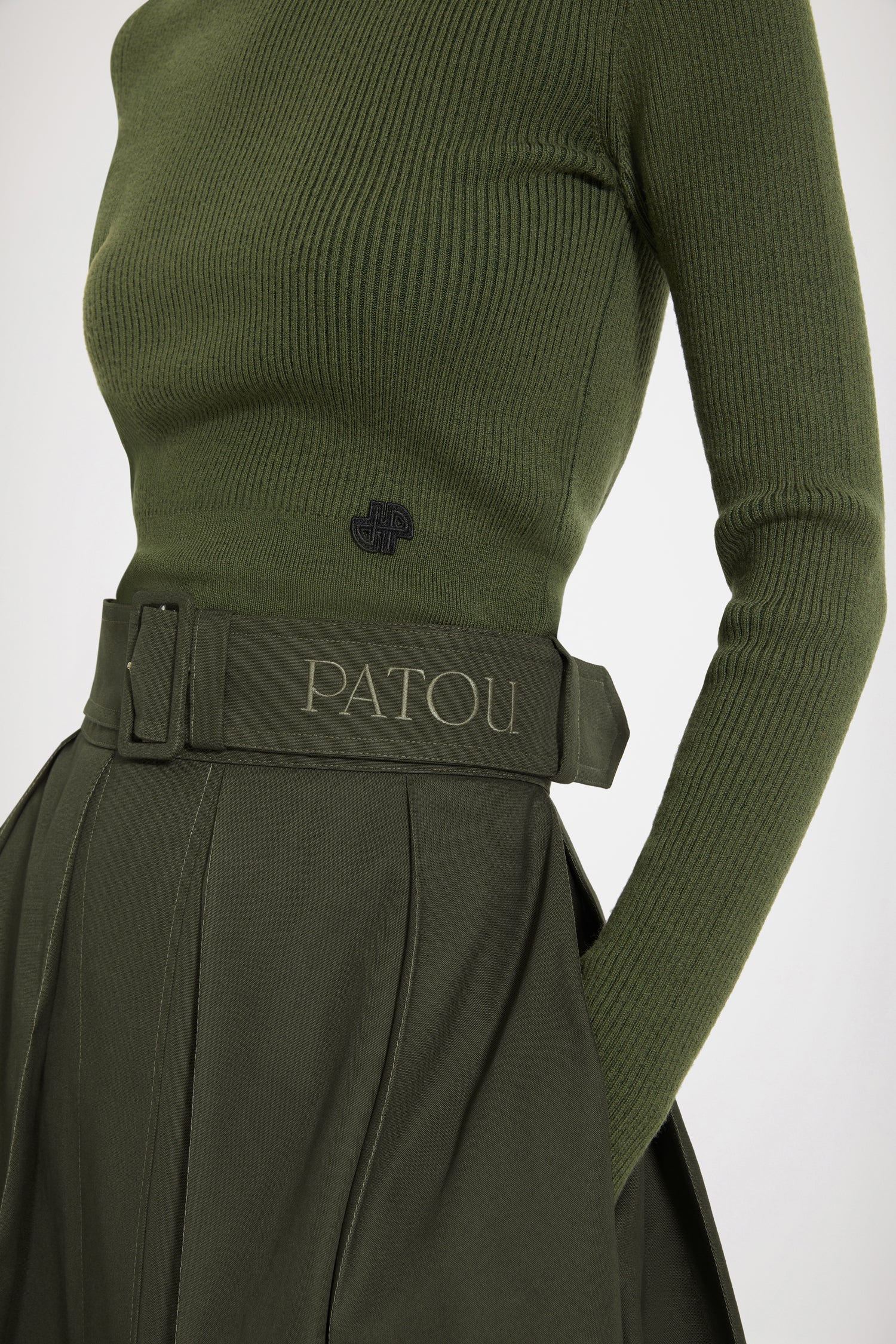 Patou H22SK0330124752W jupe maxi Winter Moss coton bio