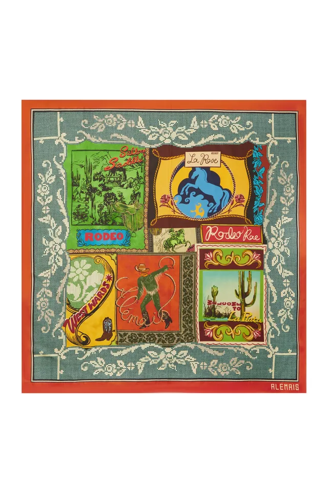 Alemais Ace Silk Scarf foulard carré soie imprimé unique
