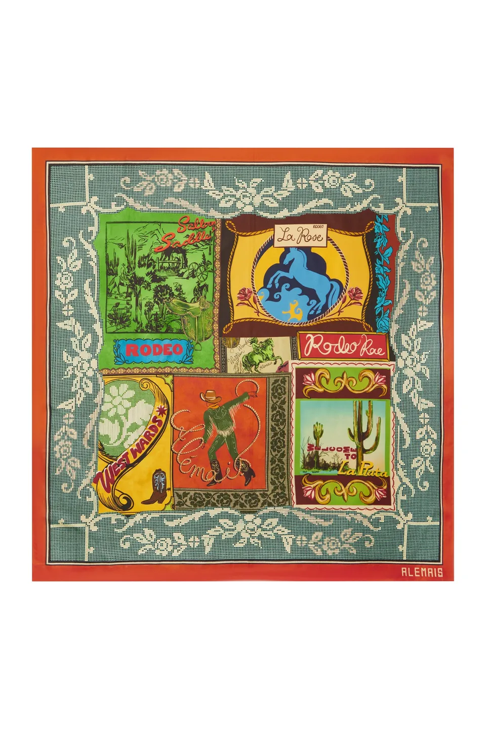 Alemais Ace Silk Scarf foulard carré soie imprimé unique