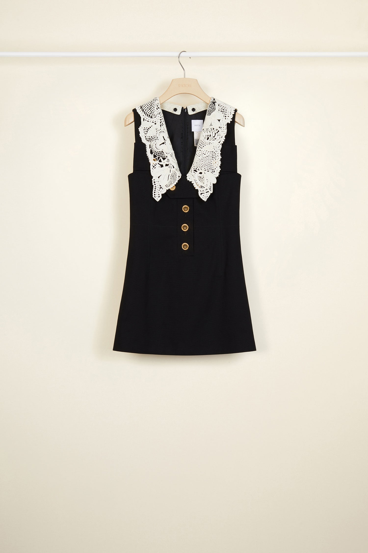 Patou P20DR0030027902B robe safari noire coton Panama