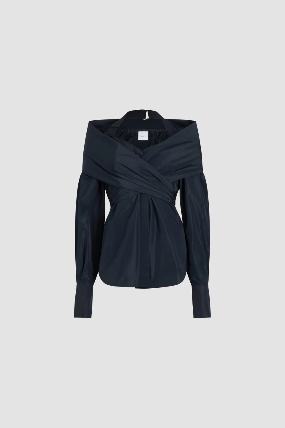 Patou P25BL037 blouse faillé recyclé cache-cœur Navy Black