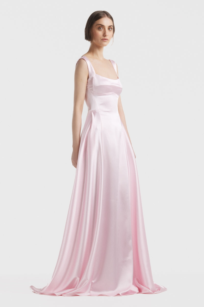 ATU Body Couture Long Robe Pink Satin robe longue rose taille S