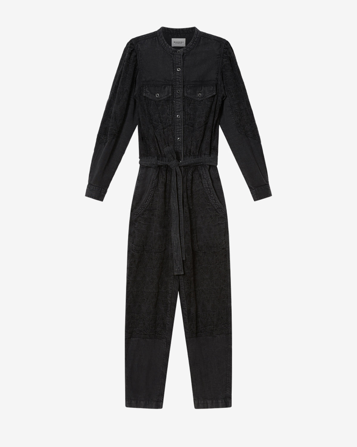 Isabel Marant Kellen combinaison noir délavé coton broderie