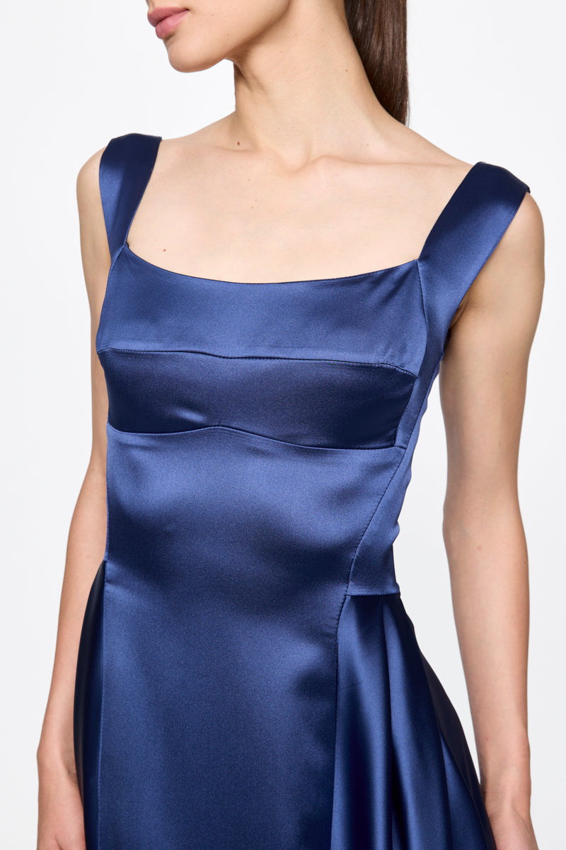 ATU Body Couture Navy Satin Evening Dress robe satin marine S