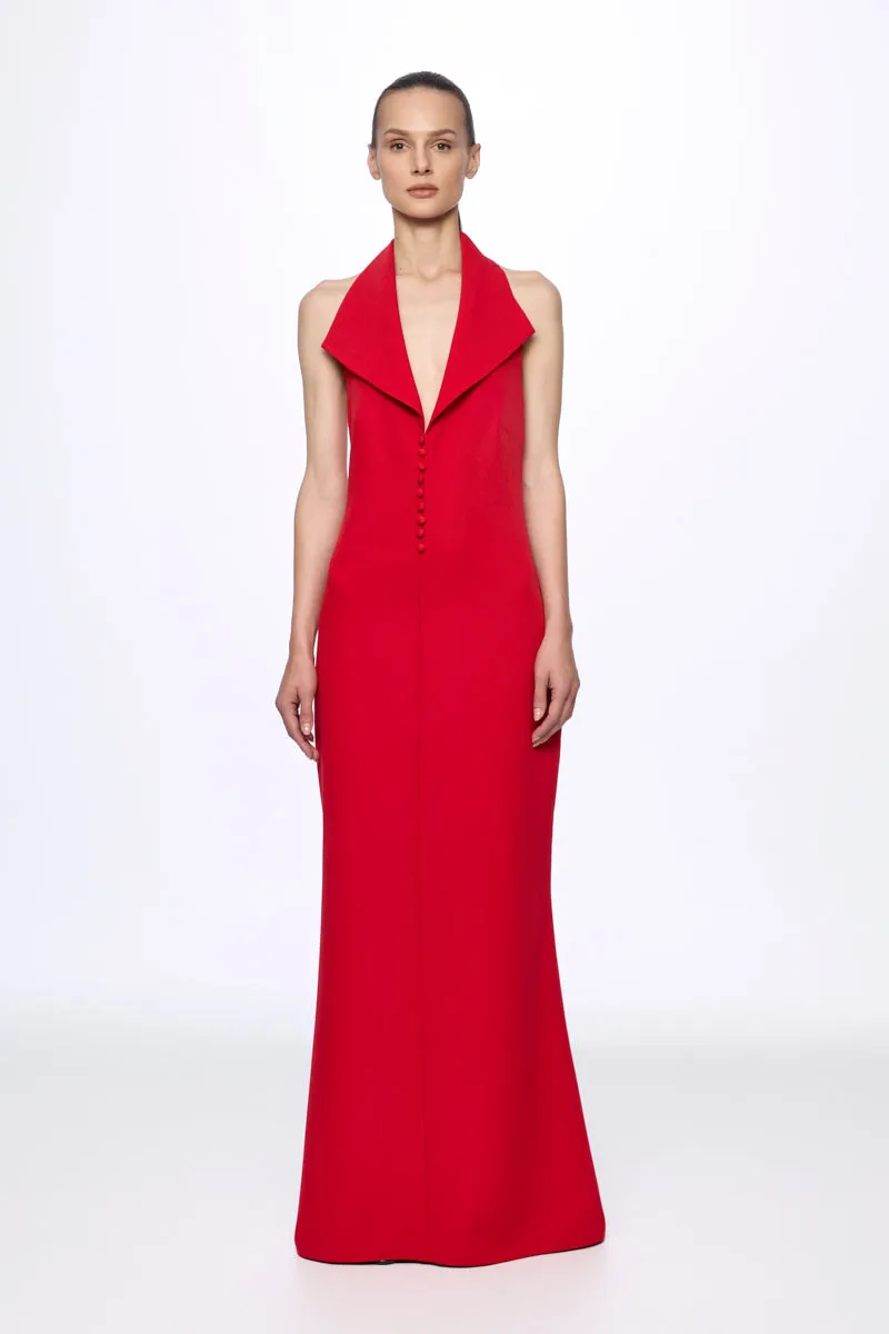 ATU Body Couture robe maxi rouge licou boutons S