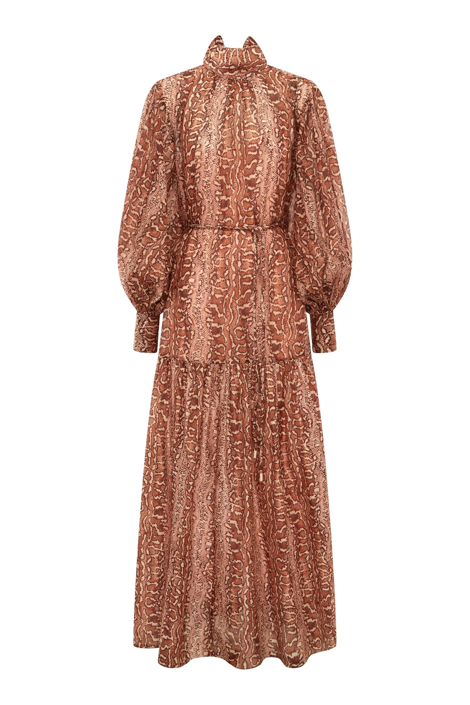 Alemais Varna Gown robe midi imprimé animal coton soie