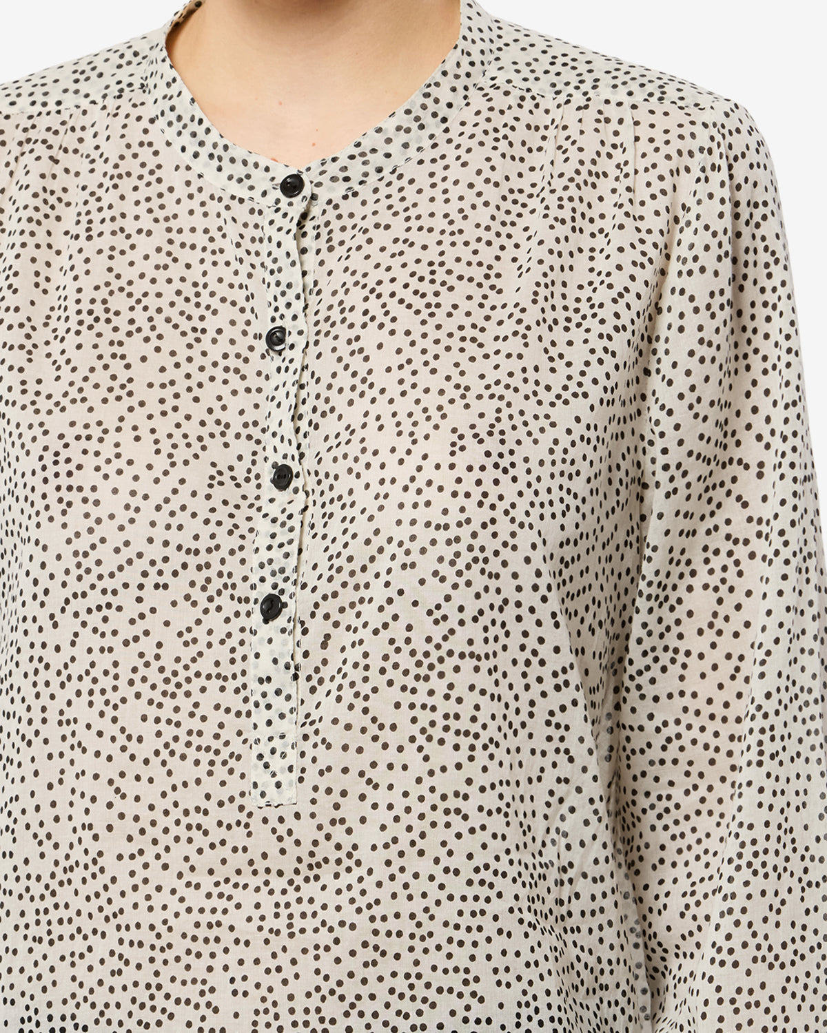 Isabel Marant Maria blouse coton écru noir à pois