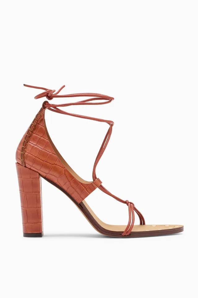 Ulla Johnson Aves sandale talon Redwood croco 95 mm