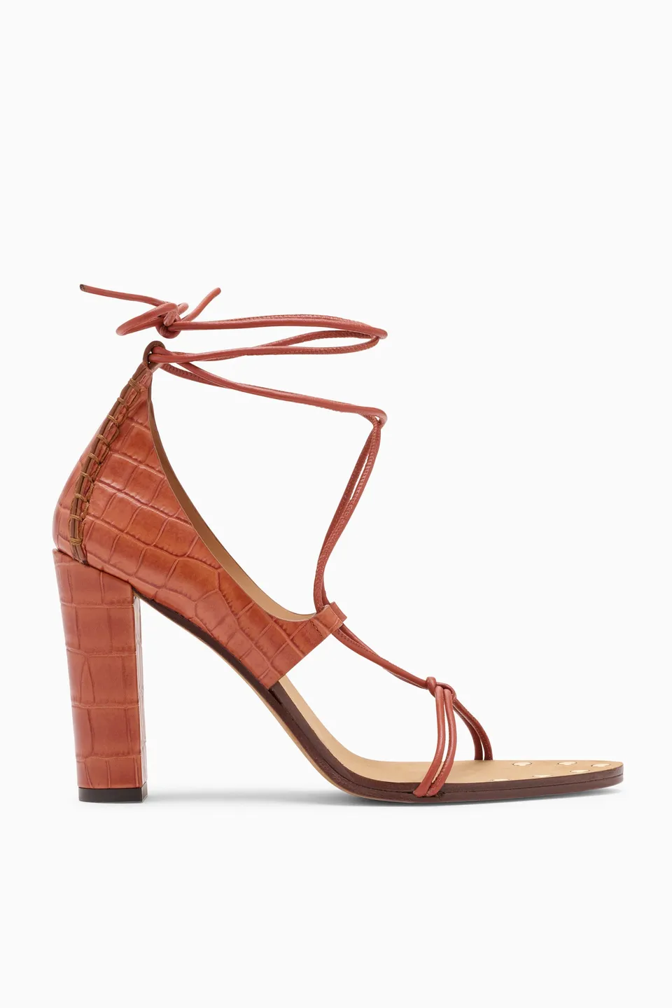 Ulla Johnson Aves sandale talon Redwood croco 95 mm