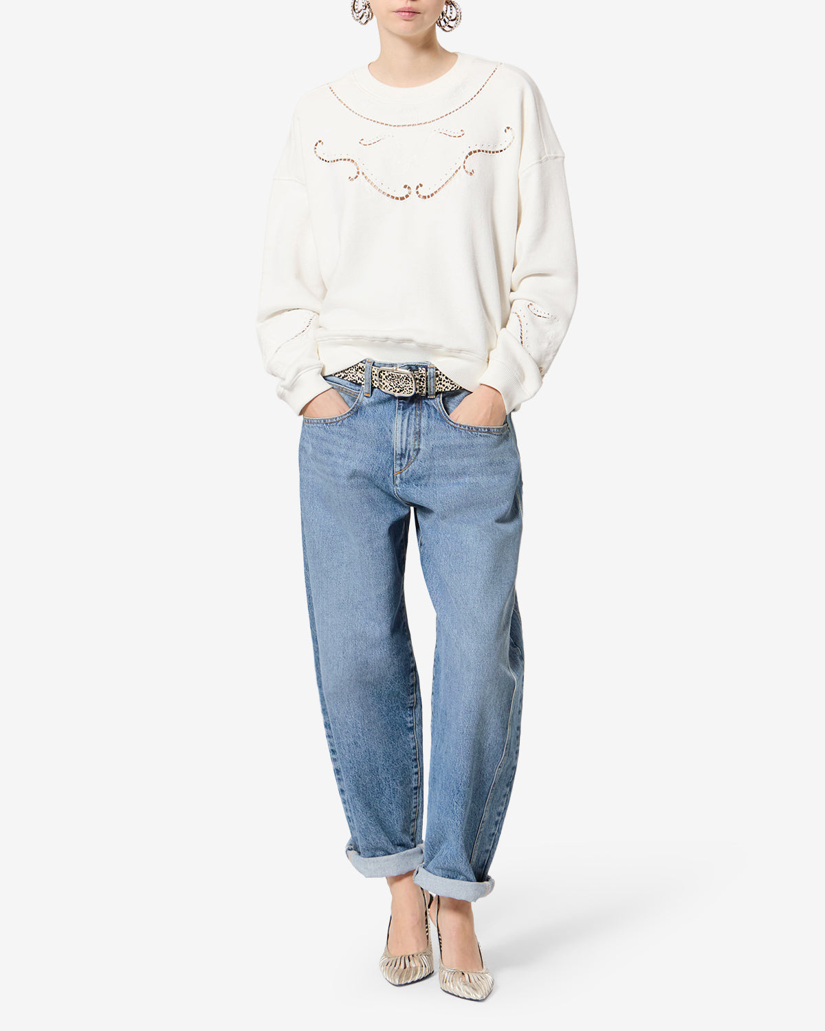 Isabel Marant Oriane jean barrel bleu clair délavé