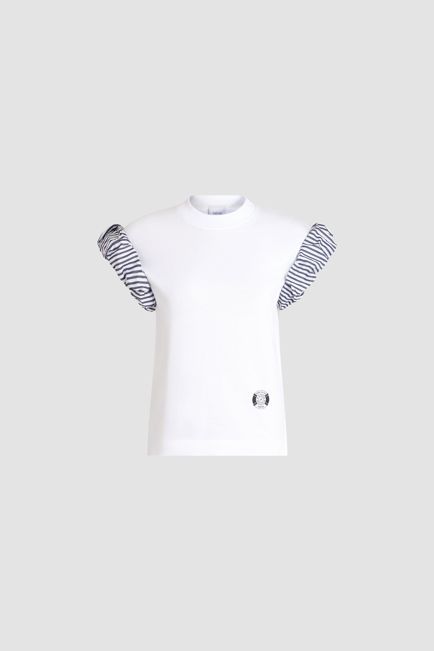Patou x Eden-Roc T-shirt coton bio blanc manches faille SP073