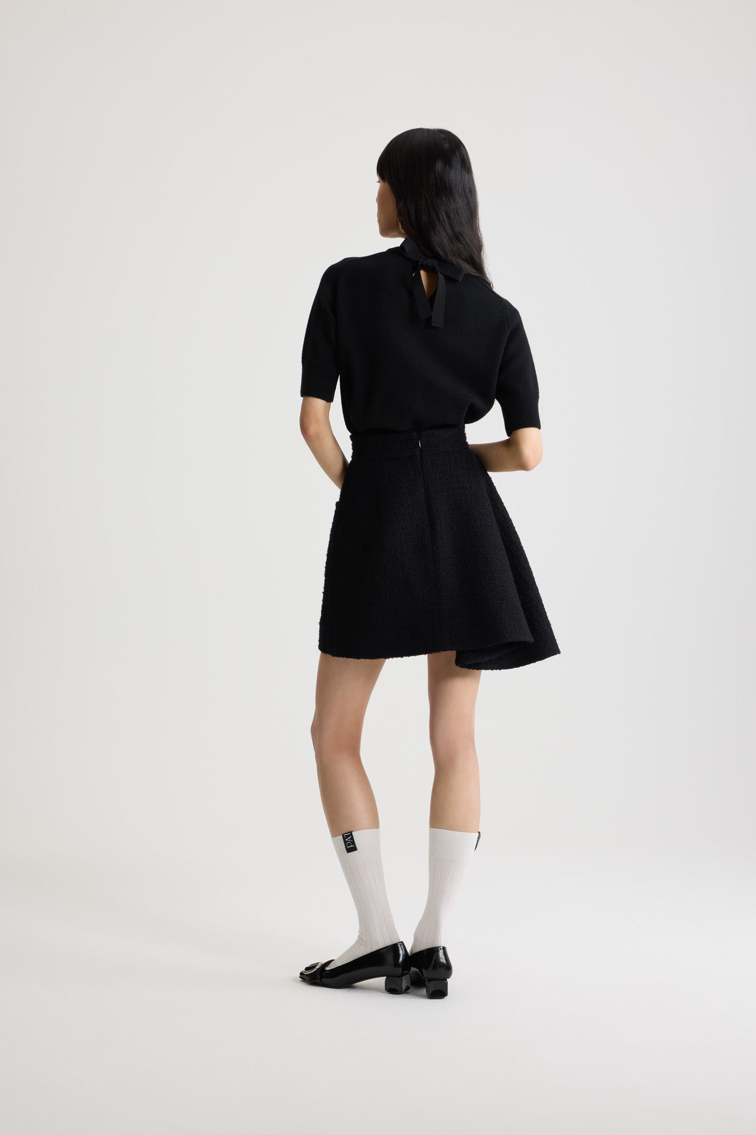 Patou SK0890223999B Jupe Tweed Noir Asymétrique