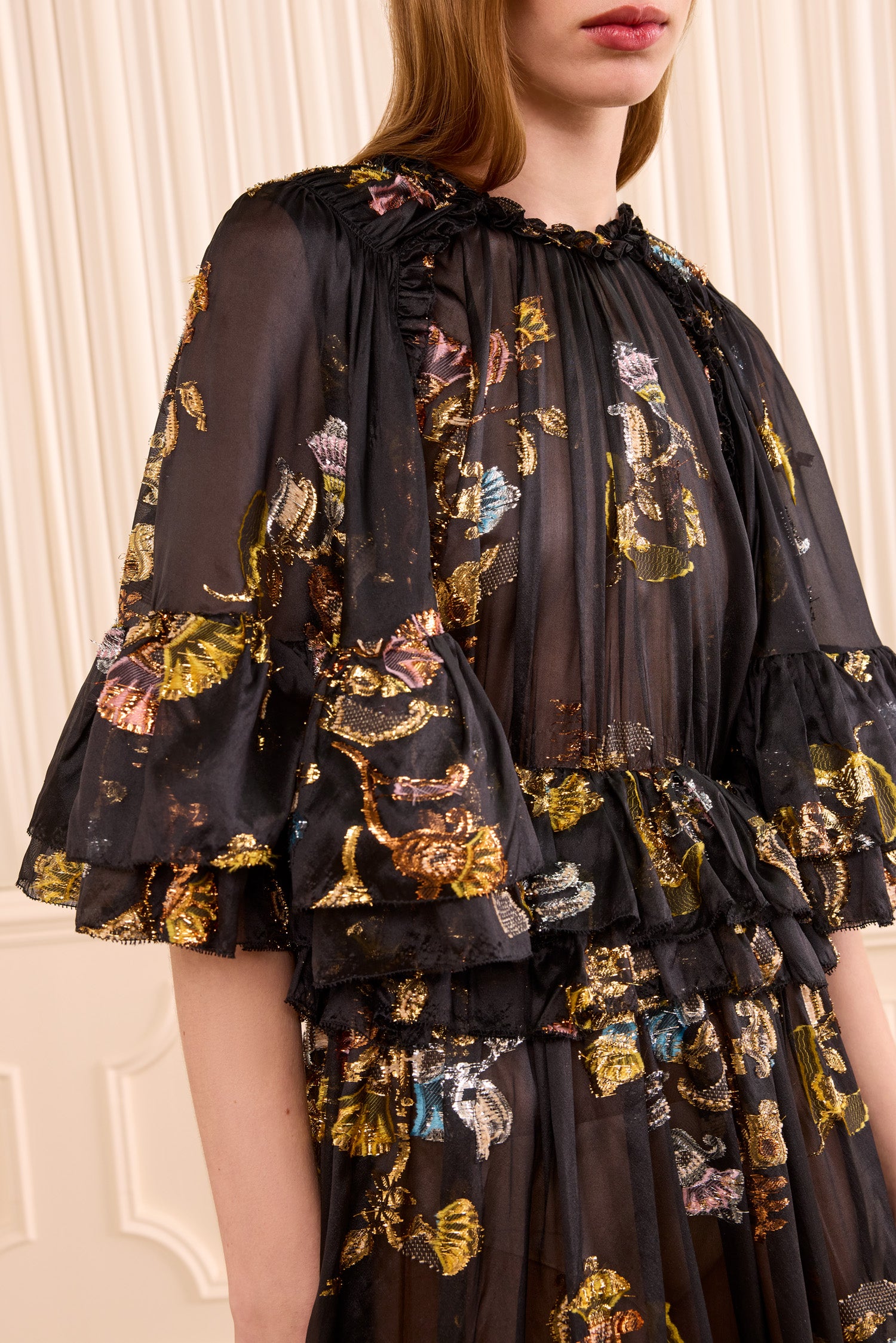 Ulla Johnson Dresses Diann Ruffled Silk Gown Raven noir soie
