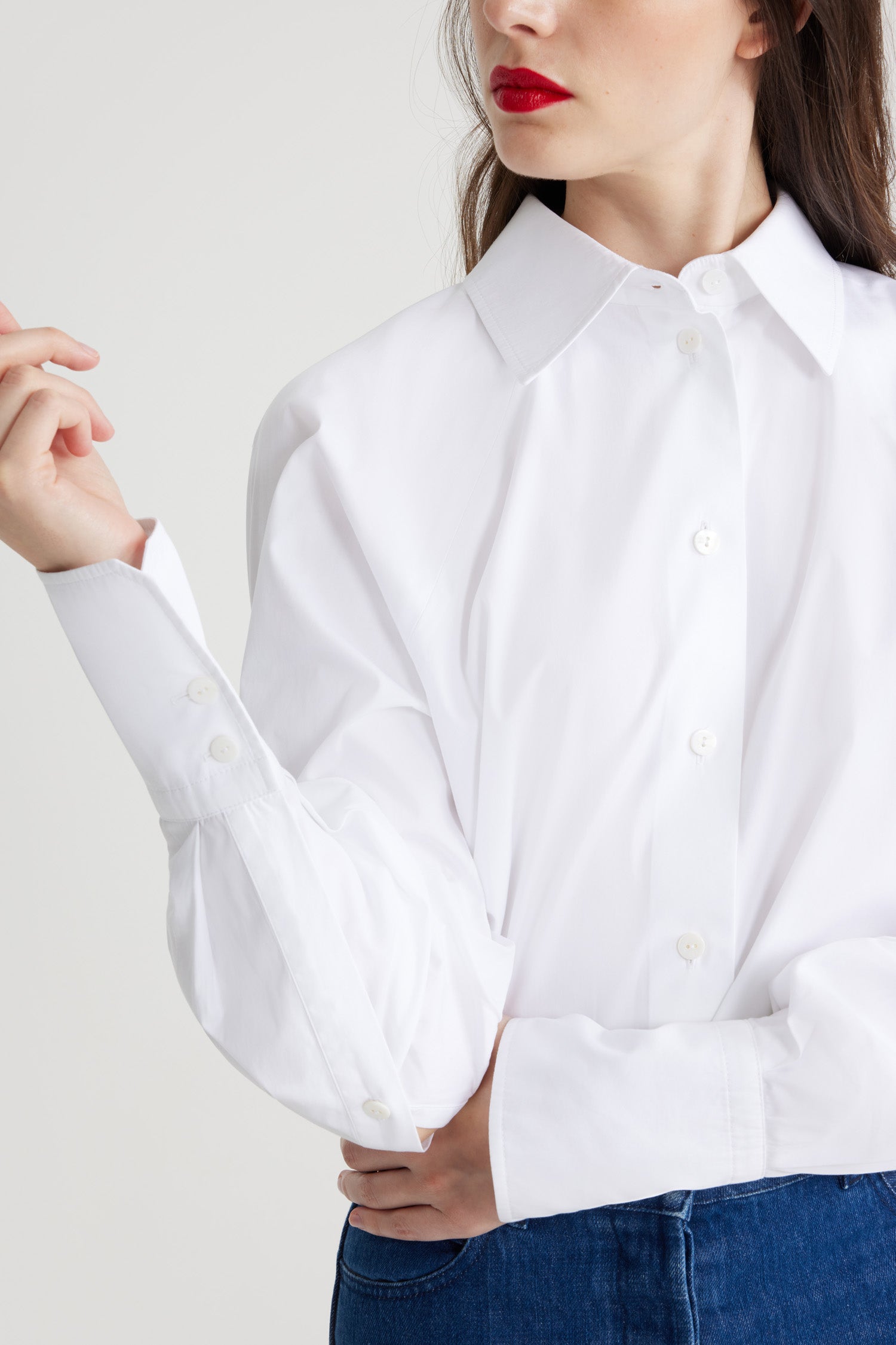 Patou BL0330017001W chemise cropped blanche coton bio