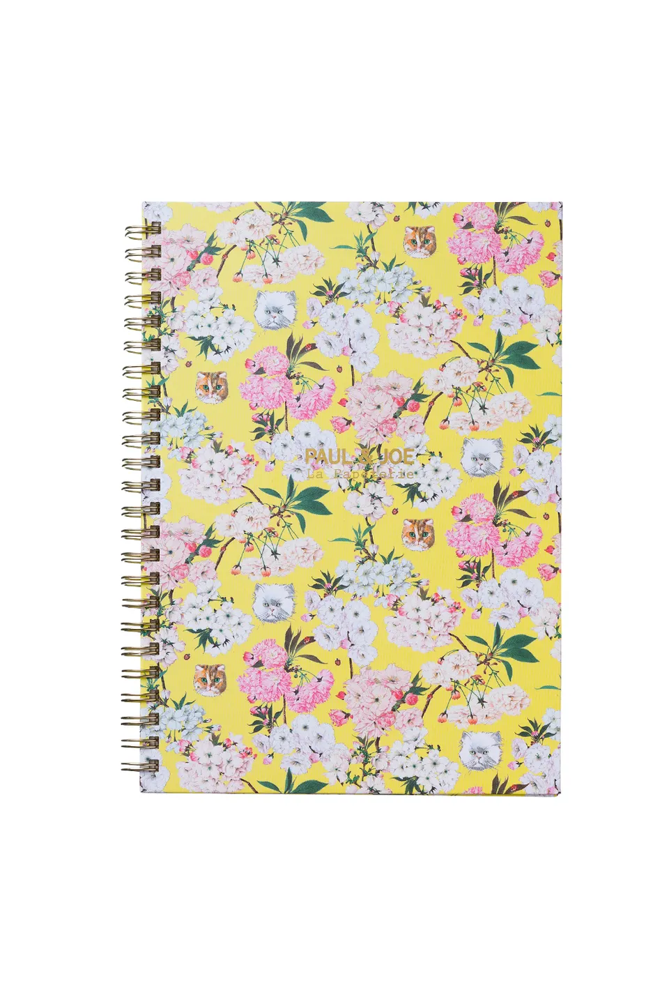 Paul & Joe carnet A5 jaune motif fleuri à spirales