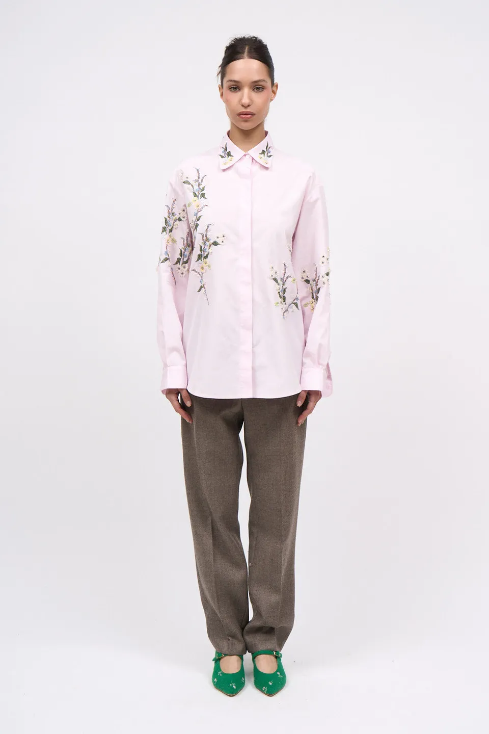 Paul & Joe Flora chemise popeline coton broderie 3D