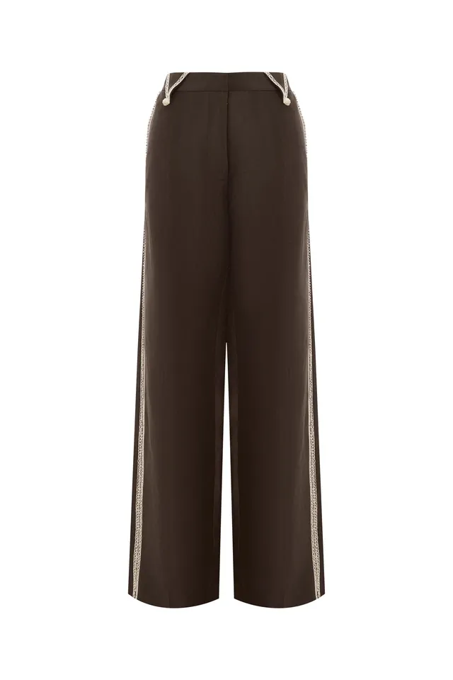 Alemaïs Leandra pantalon cordé lin et soie