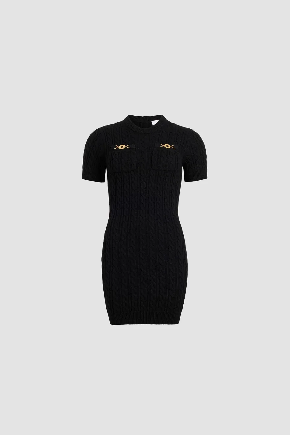 Patou Cable mini dress robe noire laine cachemire XS-XL