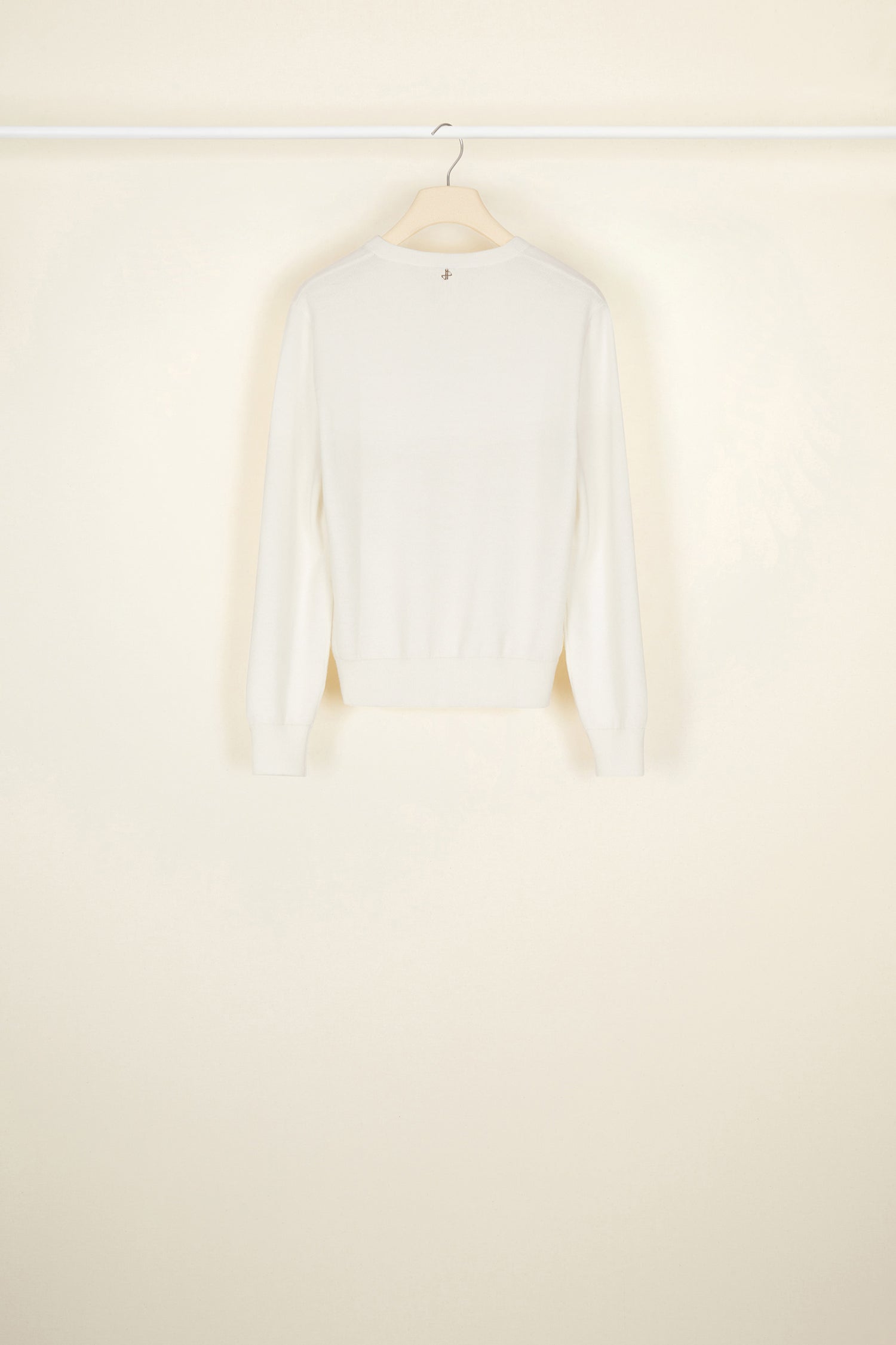 Patou KN023 Pull col crochet crème laine fine