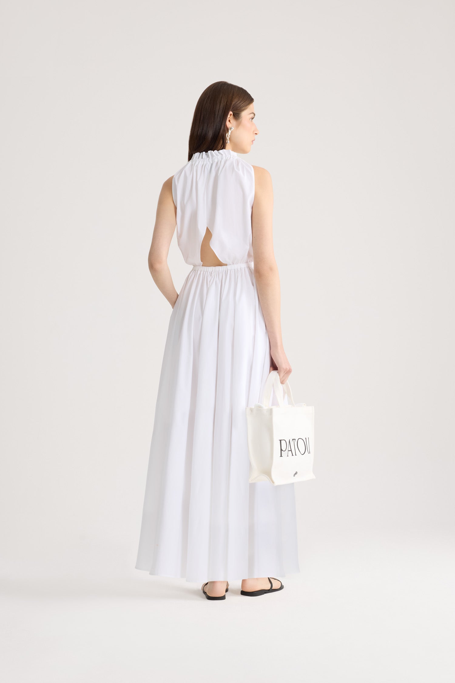 Patou DR247 Robe Midi Coton Bio Blanc Col Montant 34-44