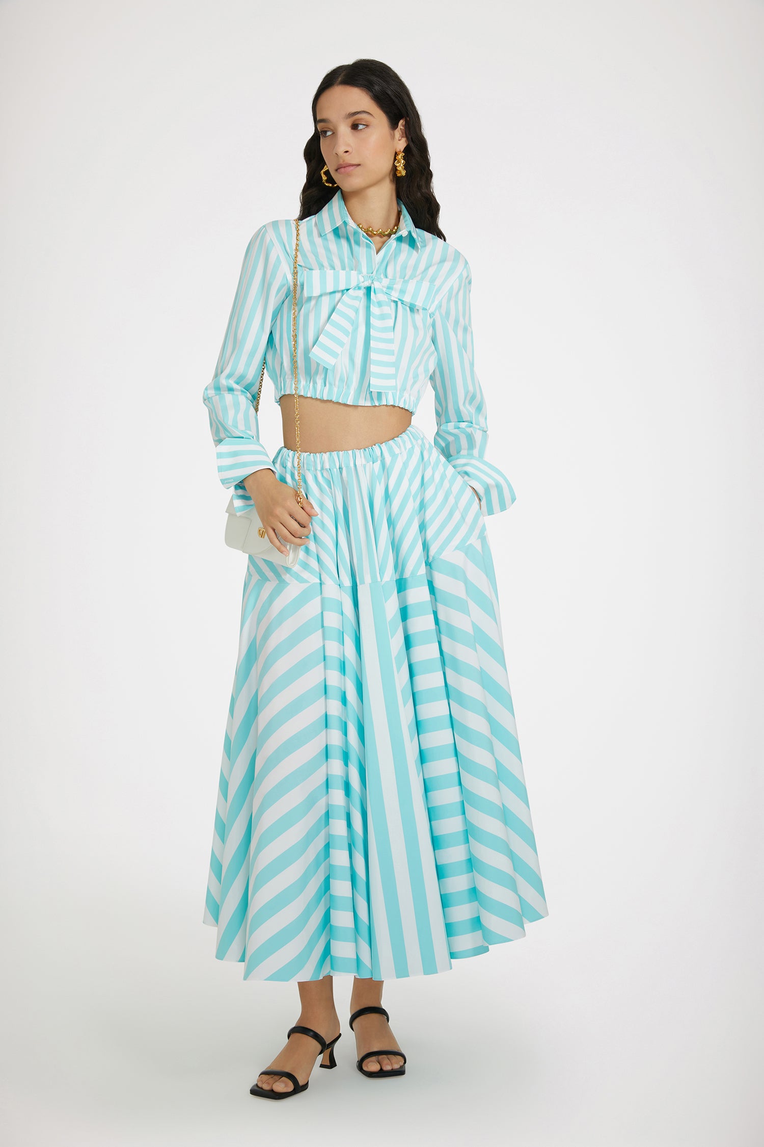 Patou SK058 jupe maxi coton rayures vertes