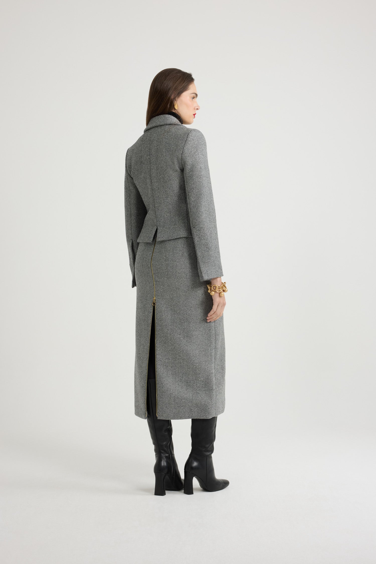 Patou SK045 jupe crayon laine Graphite midi