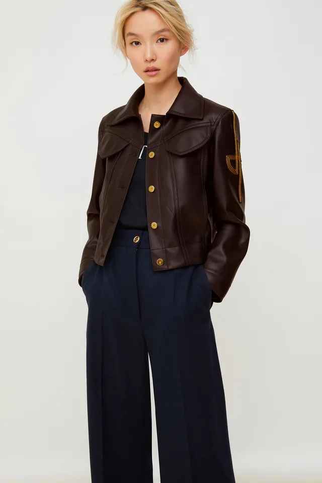Patou OU0010018801B veste simili cuir noir Havana