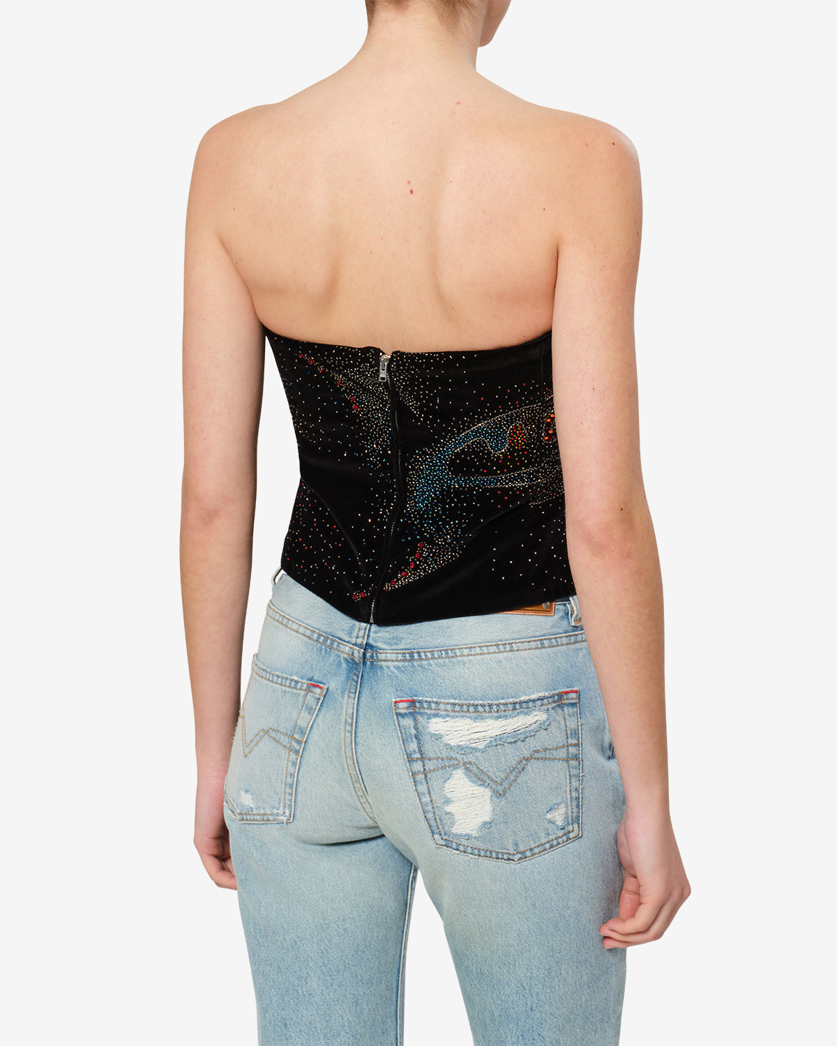 Isabel Marant Jiska HT0978FA top bustier noir brodé