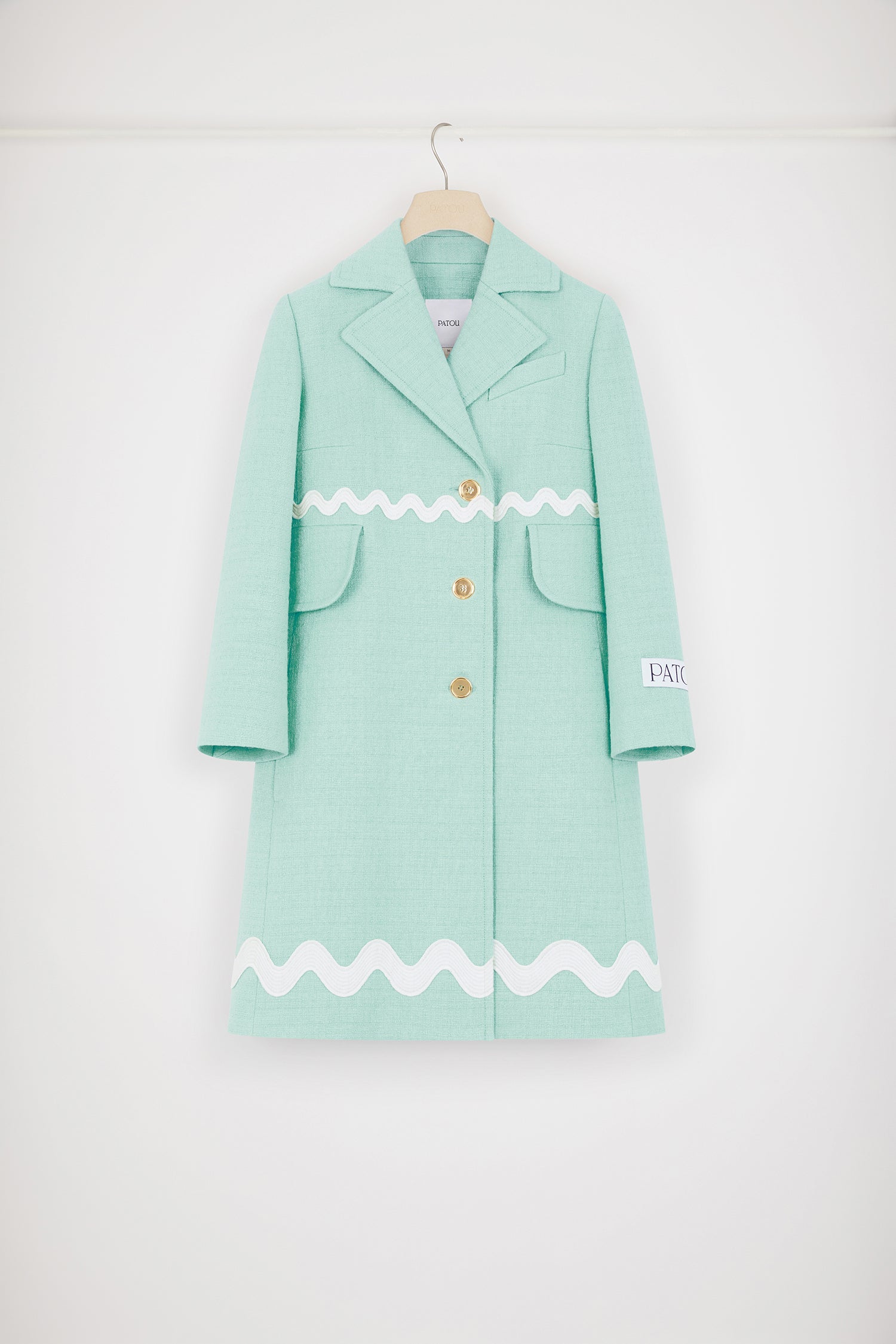 Patou P24CO0210177705G manteau tweed vert menthe