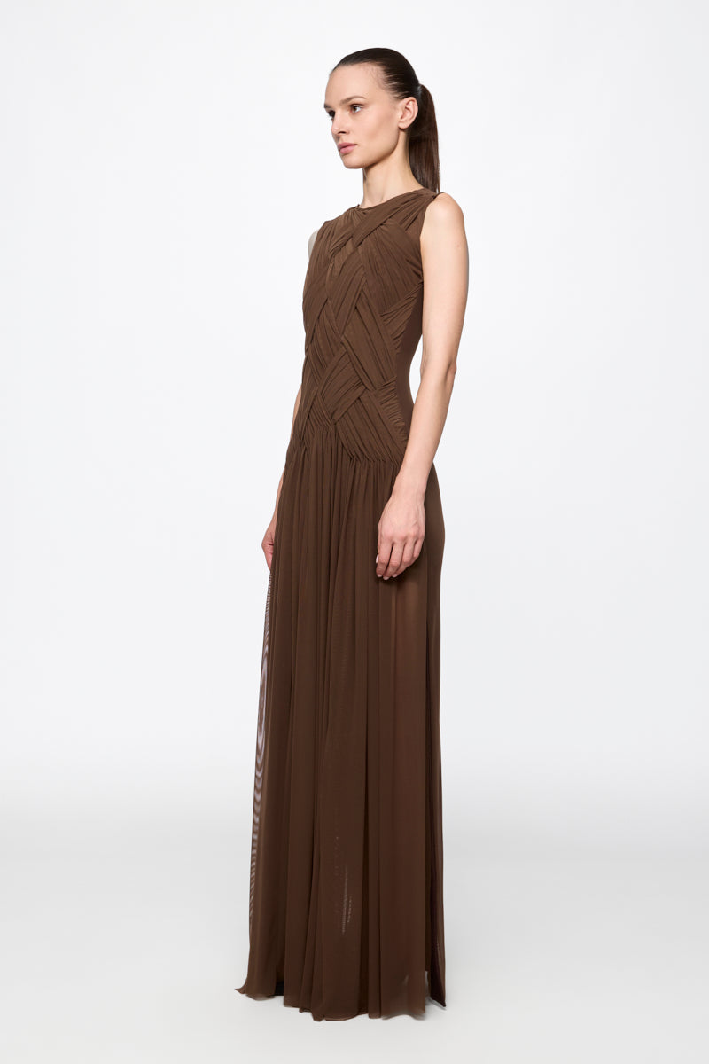 ATU Body Couture Emotional robe longue tulle marron chocolat