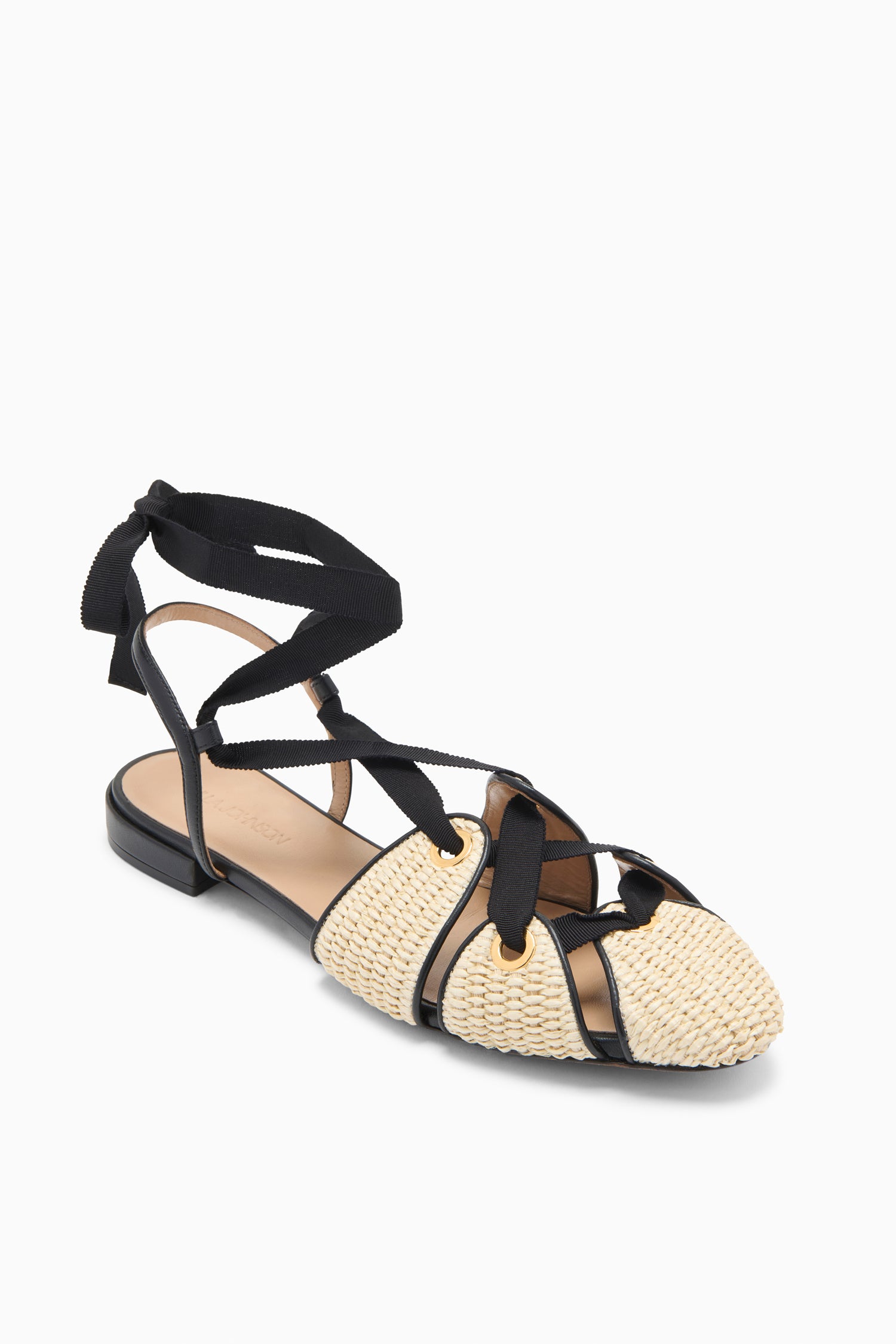 Ulla Johnson Artemis Ballerine plate Sand raphia œillets