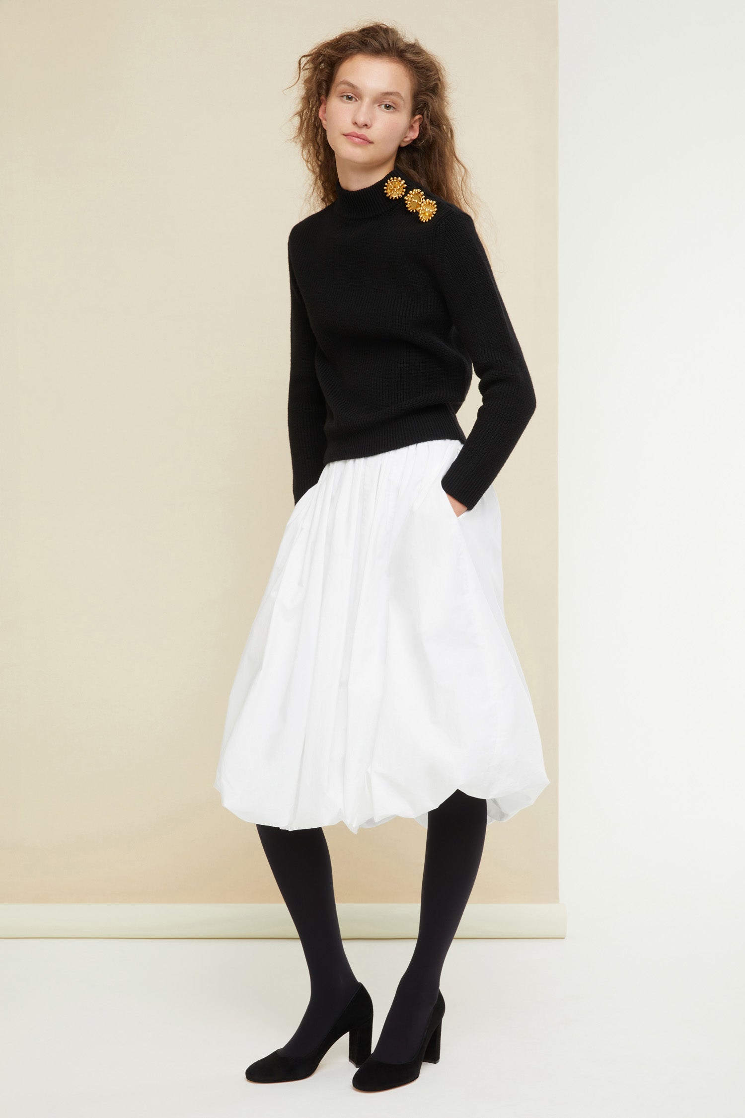 Patou KN048 pull marinière laine noire