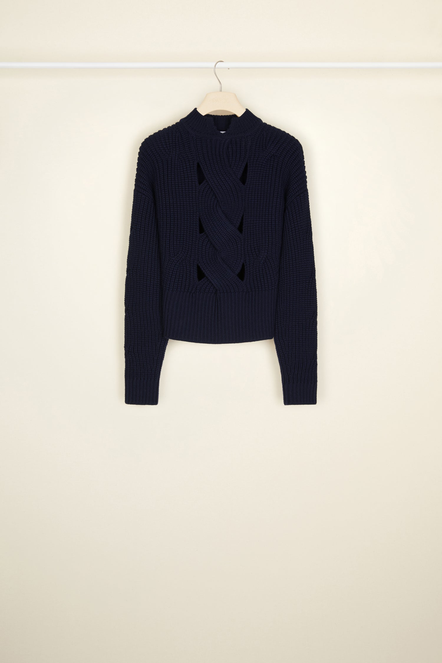 Patou Knitwear pull KN052 torsades marine ajouré
