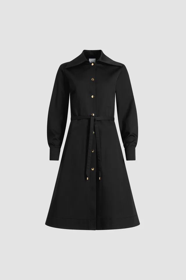 Patou DR196 robe chemise midi coton bio noir