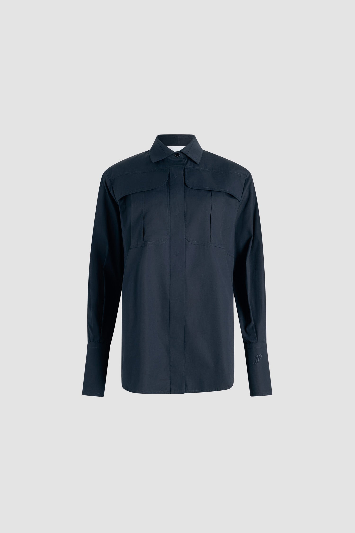 Patou P25BL0360017699N chemise safari navy coton bio droite