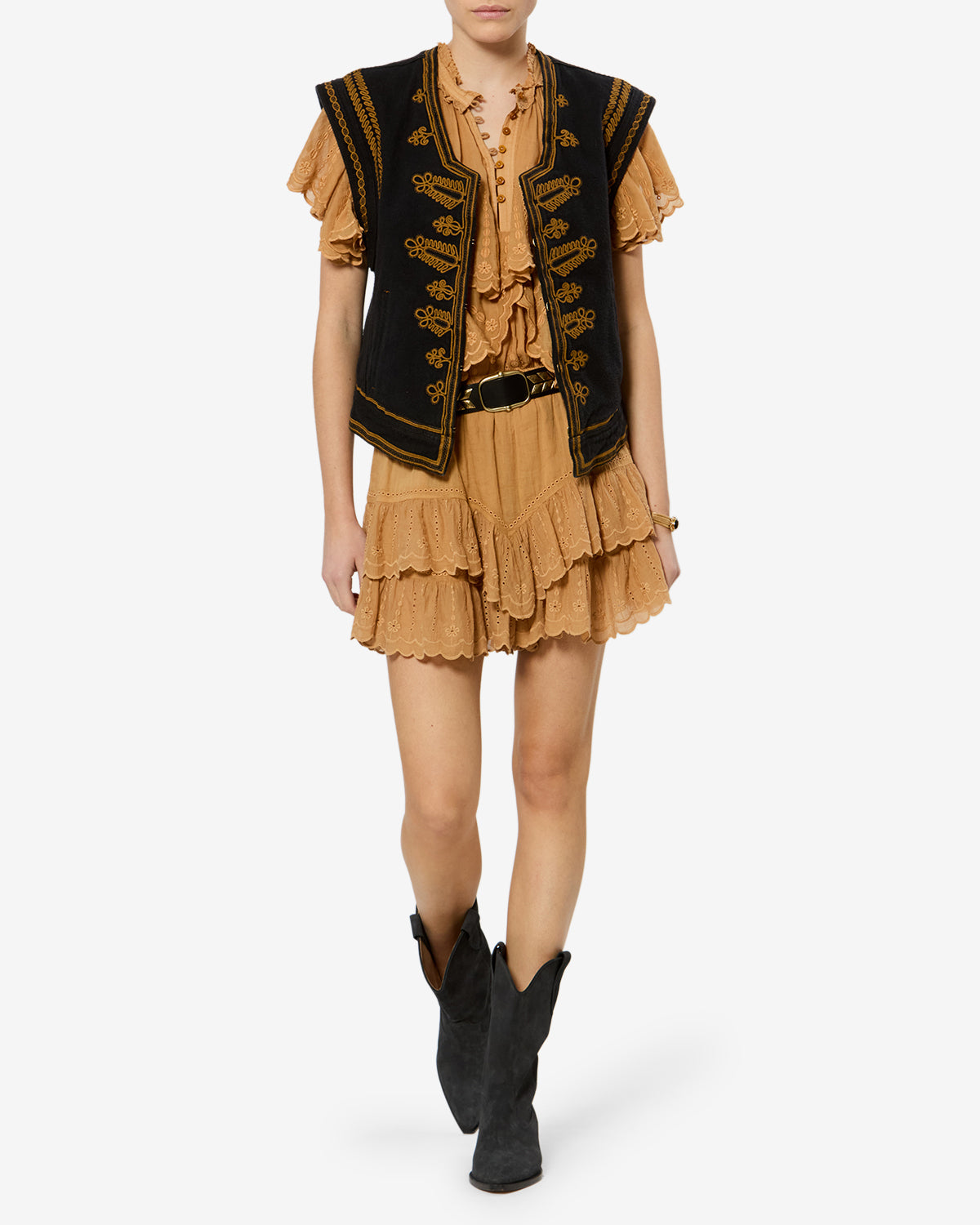 Isabel Marant Edmee gilet noir denim brodé