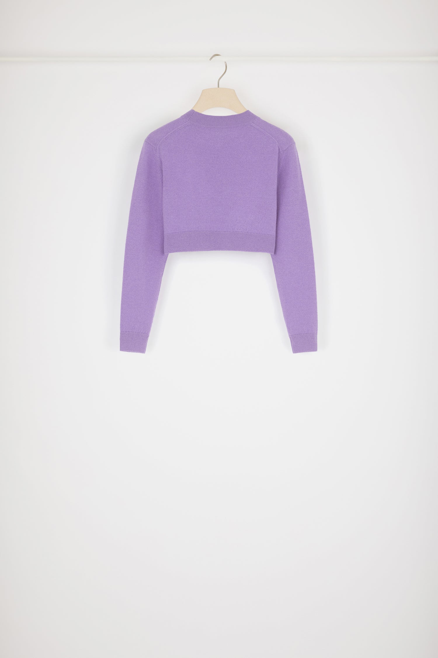 Patou KN099 pull cropped violet laine cachemire M col rond