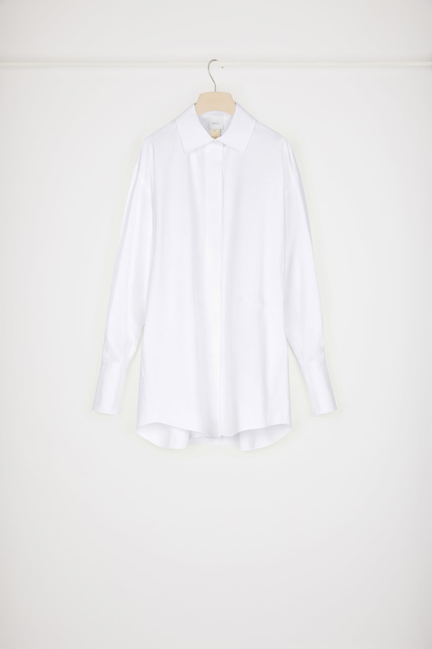 Patou DR086 robe chemise coton bio blanc perle mini