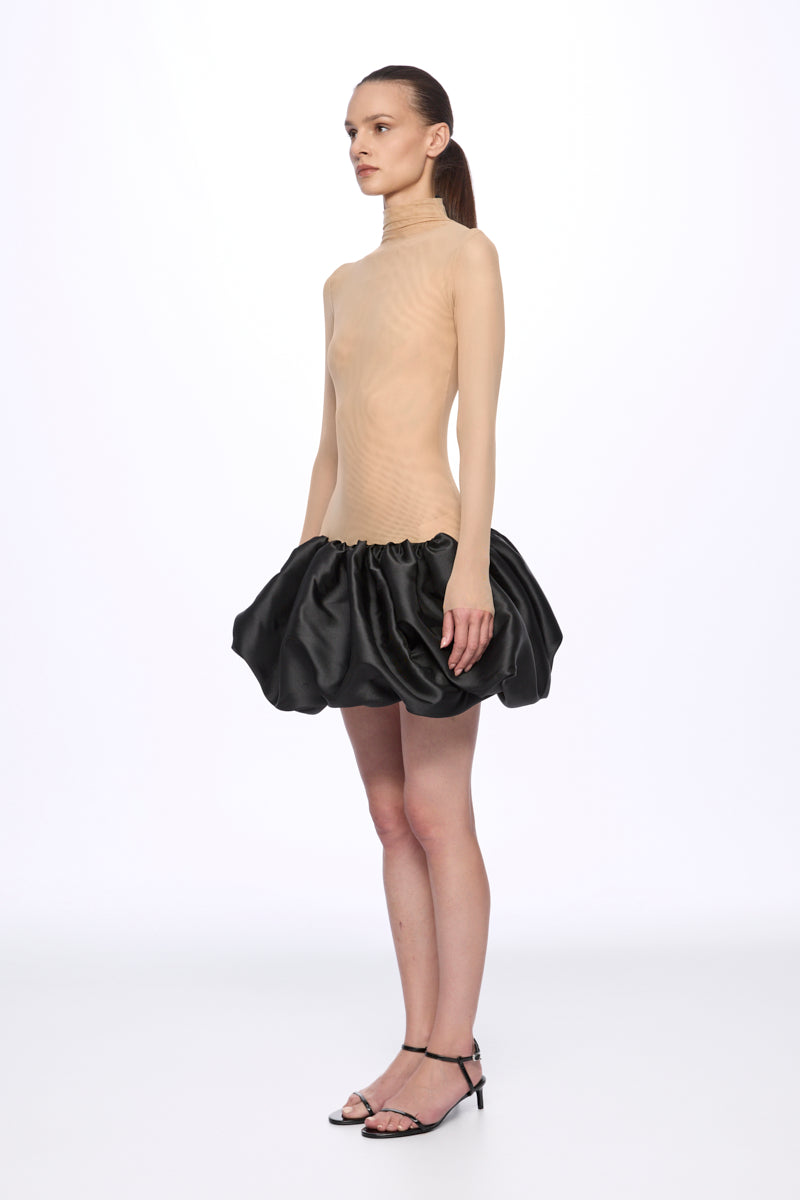 ATU Body Couture Mini robe tulle nude noir taille S