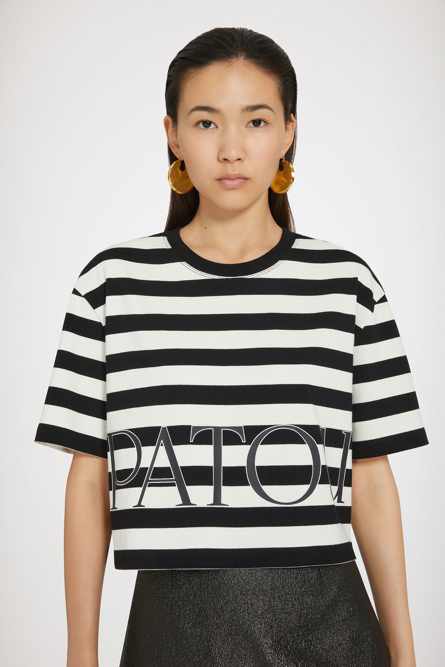 Patou JE1099990911B t-shirt coton bio rayé noir gris