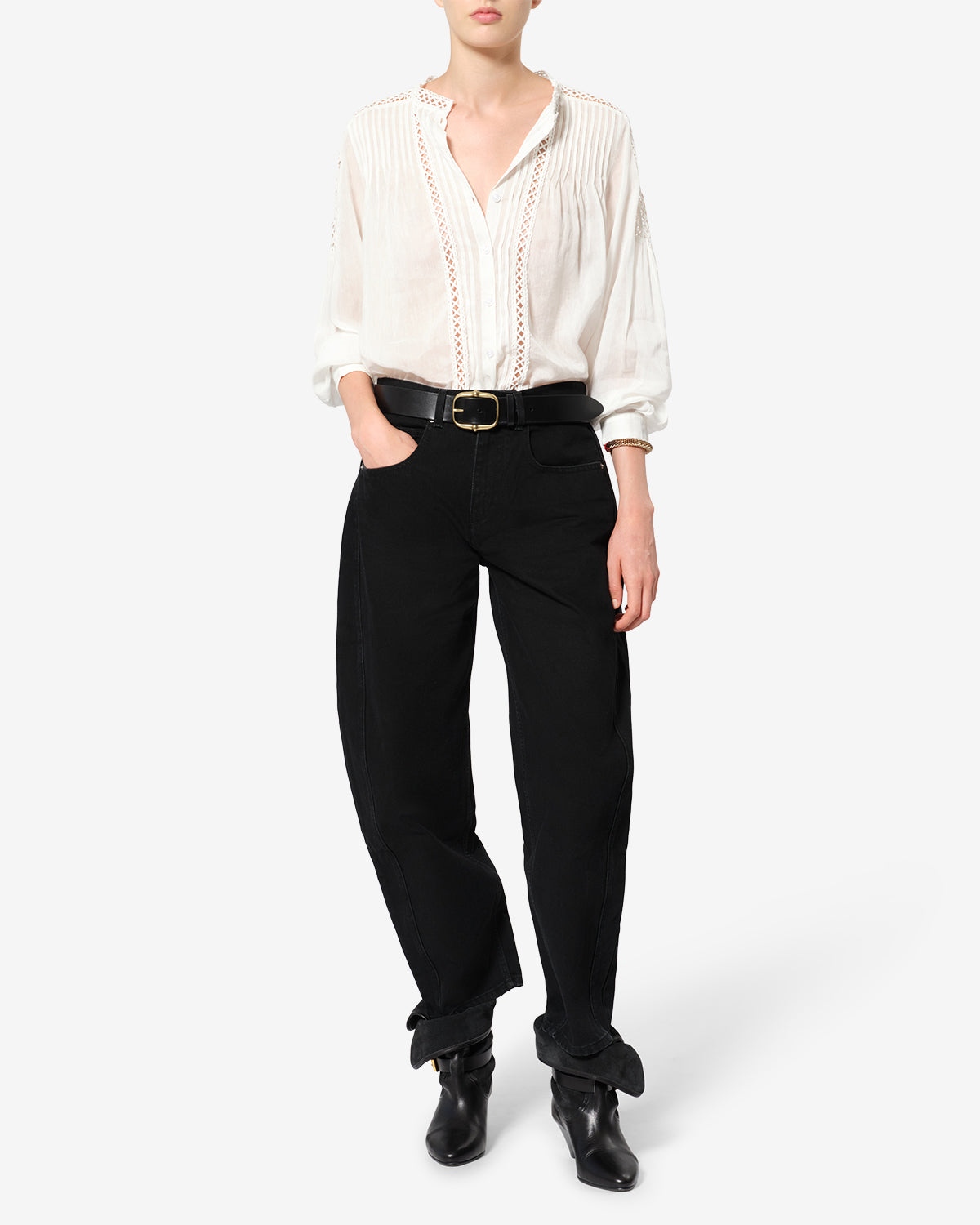 Isabel Marant Polda HT0942FA-D3J04E blouse blanc lin