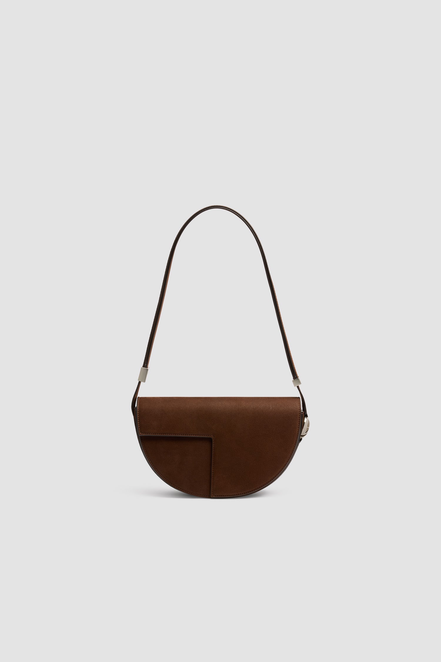 Patou BA022 sac nubuck demi-lune marron smoked ebony