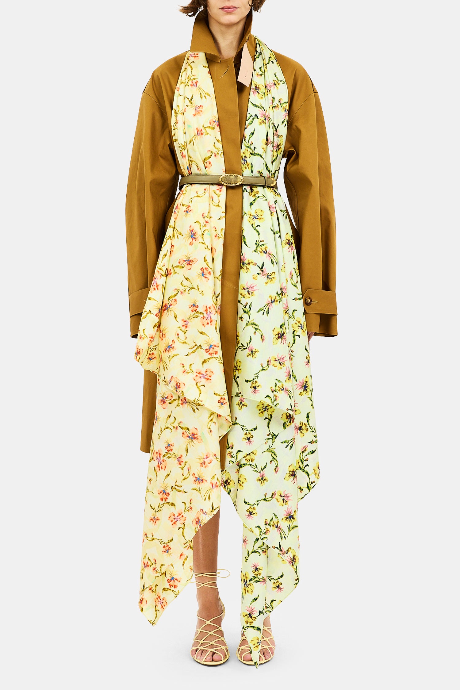 Ulla Johnson Chiara carré soie Citrus fleurs 120 cm