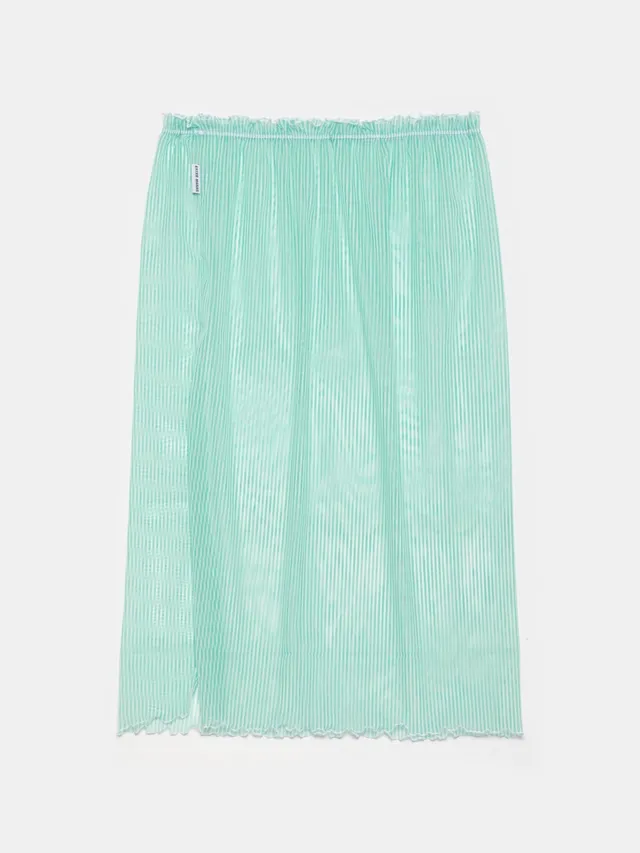 Ester Manas Mint jupe verte rayée en mesh droite