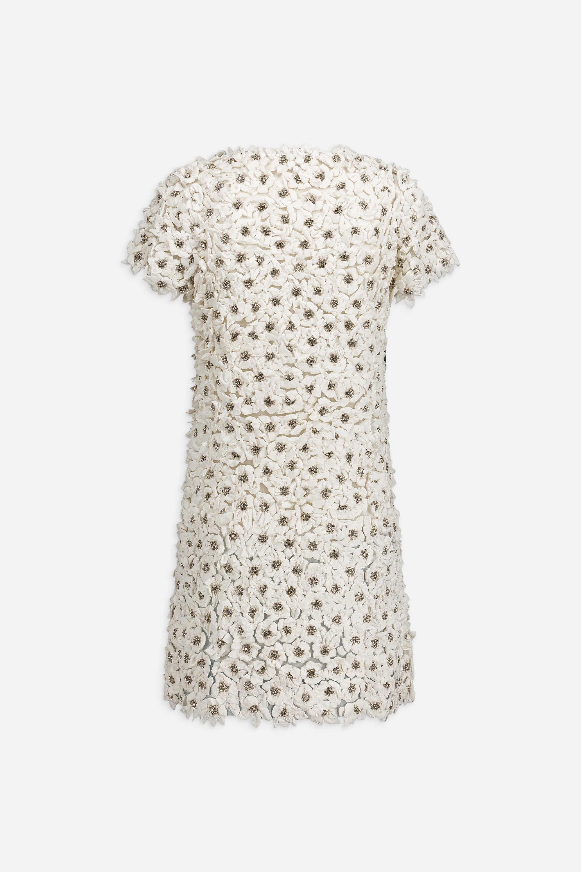 PAUL & JOE Robe courte brodée fleurs rose strass
